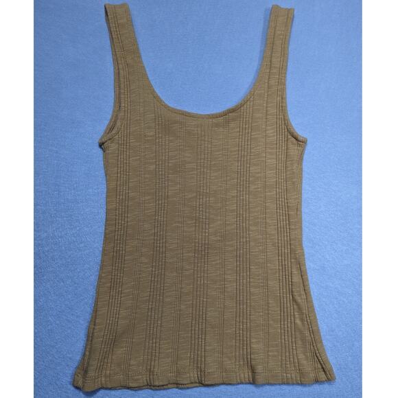 Aeropostale Tank Women's Small Tan Gold Ribbed Zip Clean Girl baby tee - Picture 6 of 10